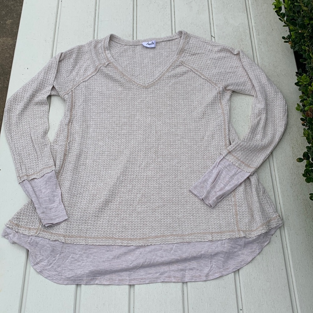 Amalli Talli Vee Neck Waffle Top